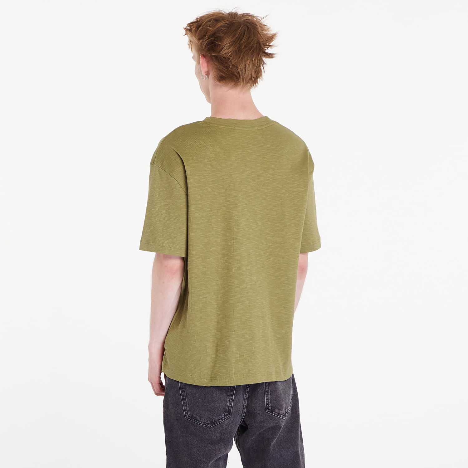 T-shirt CALVIN KLEIN Texture Mix Cotton T-Shirt Dark Juniper Grøn | J30J325424 L9N, 1