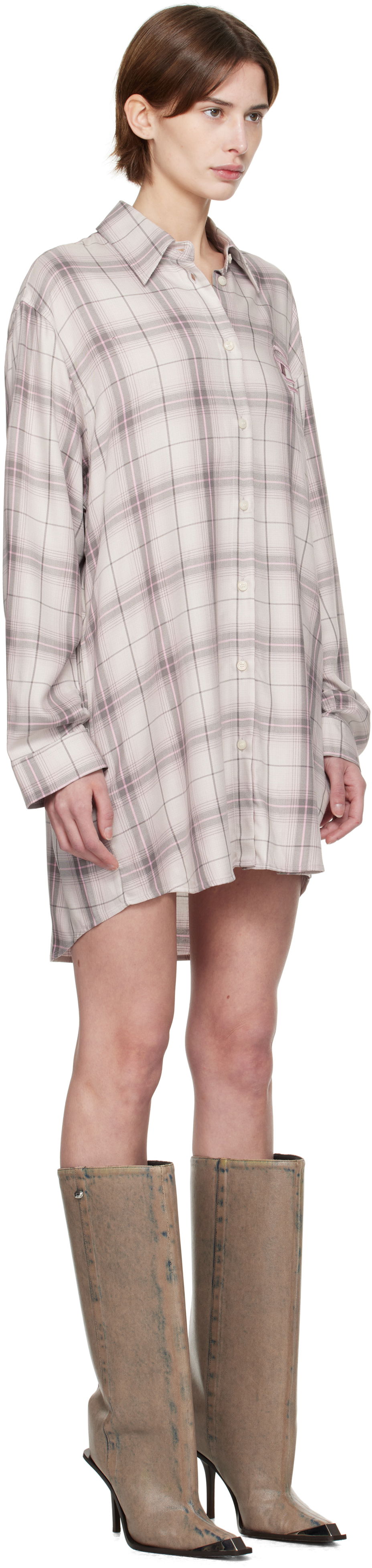 Skjorte Diesel Diesel D-Dalis-Q1 Plaid Minidress Beige | A16836 0HQAN, 1