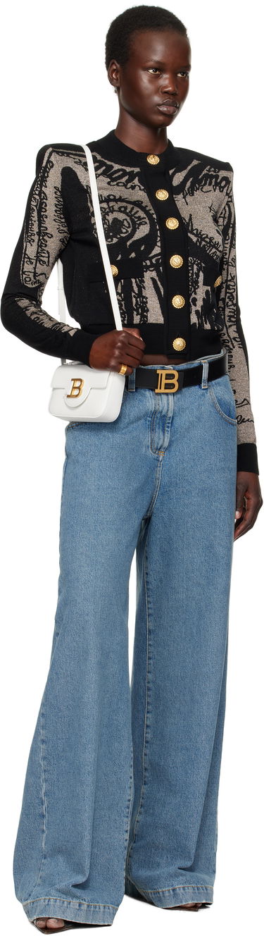 Håndtaske Balmain Balmain B-Buzz 17 Grained Leather Crossbody Bag Hvid | EN1DG811LPOS, 3