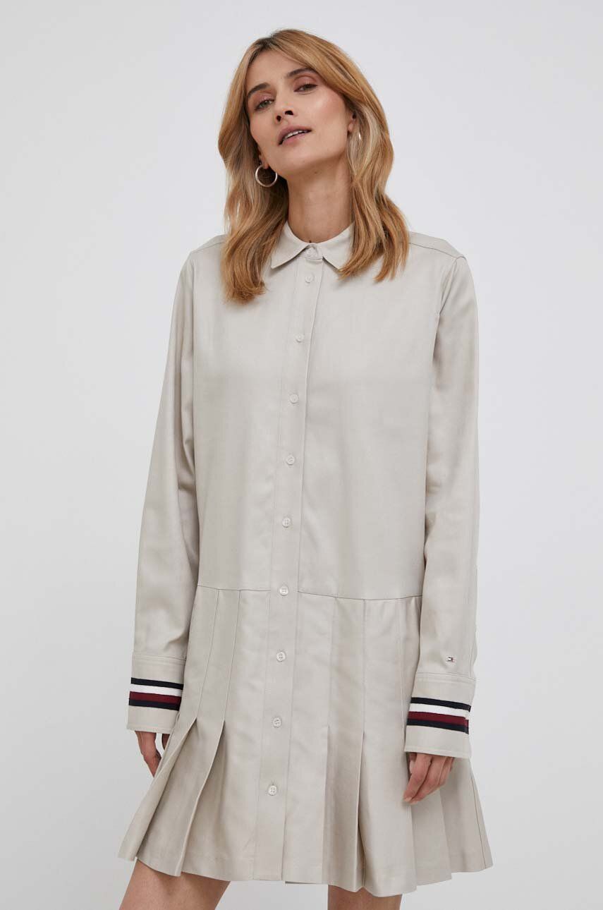 Kjole Tommy Hilfiger Global Stripe Pleated Short Dress Beige | WW0WW39029, 0