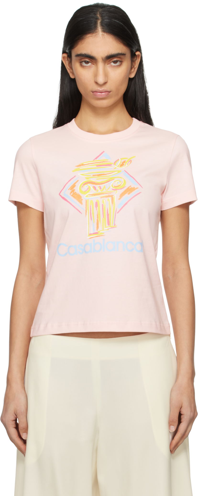T-shirt Casablanca Diamond Column Graphic T-Shirt Lyserød | WPS25-JTS-020-01