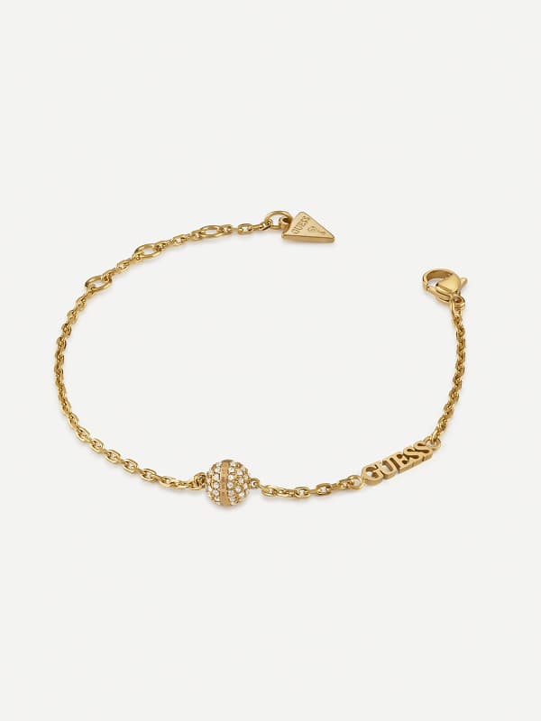 Armbånd GUESS Gold-Tone Chain Bracelet with Pave Sphere Metalisk | JUBB04456JW, 0
