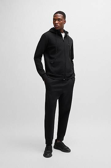 Sweatshirt BOSS BOSS Stretch-Cotton Zip-Up Hoodie Sort | 50506161, 1