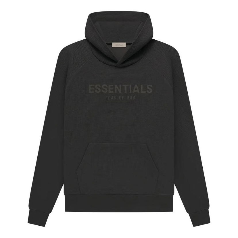 Sweatshirt Fear of God Essentials Waffle Raglan Hoodie Sort | FOG-SS23-037