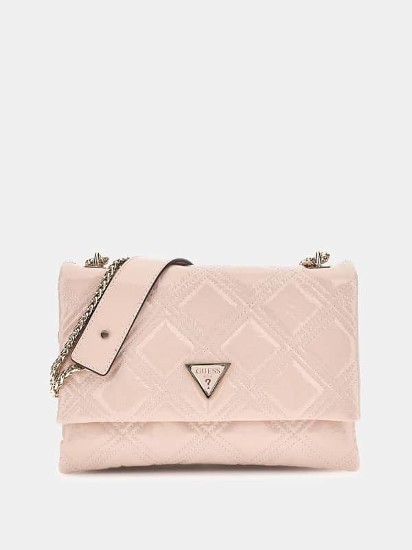 Håndtaske GUESS Deesa Patent Crossbody Lyserød | HWTG9224210