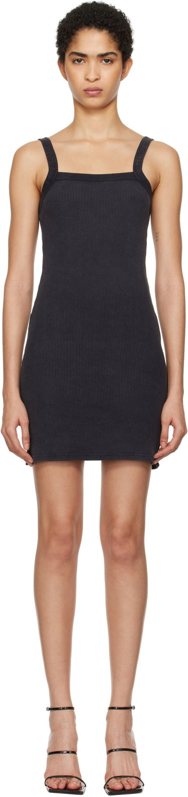 Kjole Alexander Wang Alexander Wang Waffle-Knit Stretch Cotton Mini Dress Sort | 8C4246605W, 0