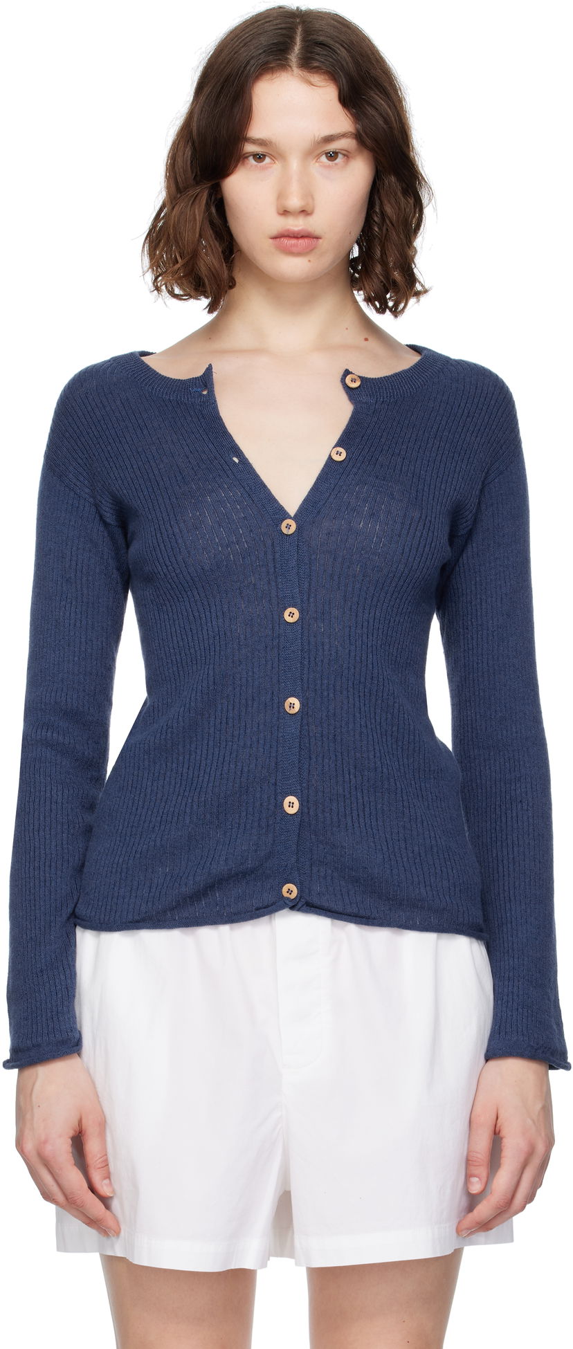 Sweater Baserange Baserange Ribbed Knit Cardigan Blå | KDRC-LI-SU25