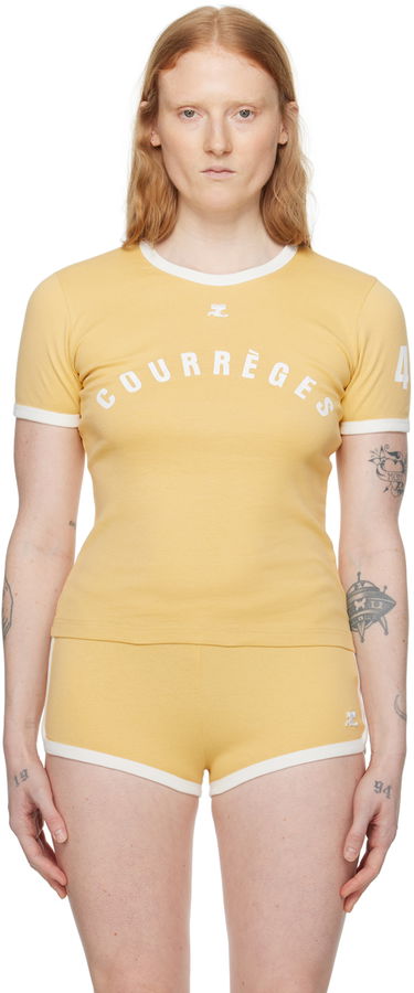 T-shirt Courrèges Contrast Trim T-Shirt Gul | 323JTS017JS0093, 0