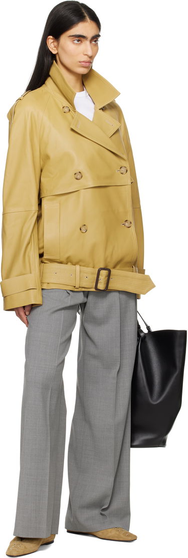 Trenchcoat TOTEME TOTEME Short Trench Leather Jacket Gul | 252-WRO0185-LE0127, 4