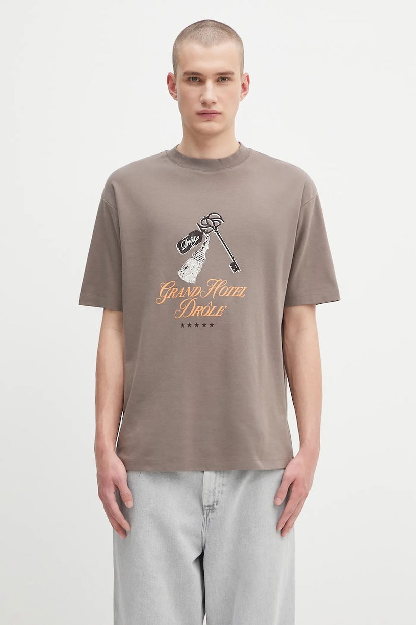 T-shirt Drôle de Monsieur Drôle de Monsieur Le Tshirt Grand Hotel Graphic T-Shirt Brun | H.TS261.CO002