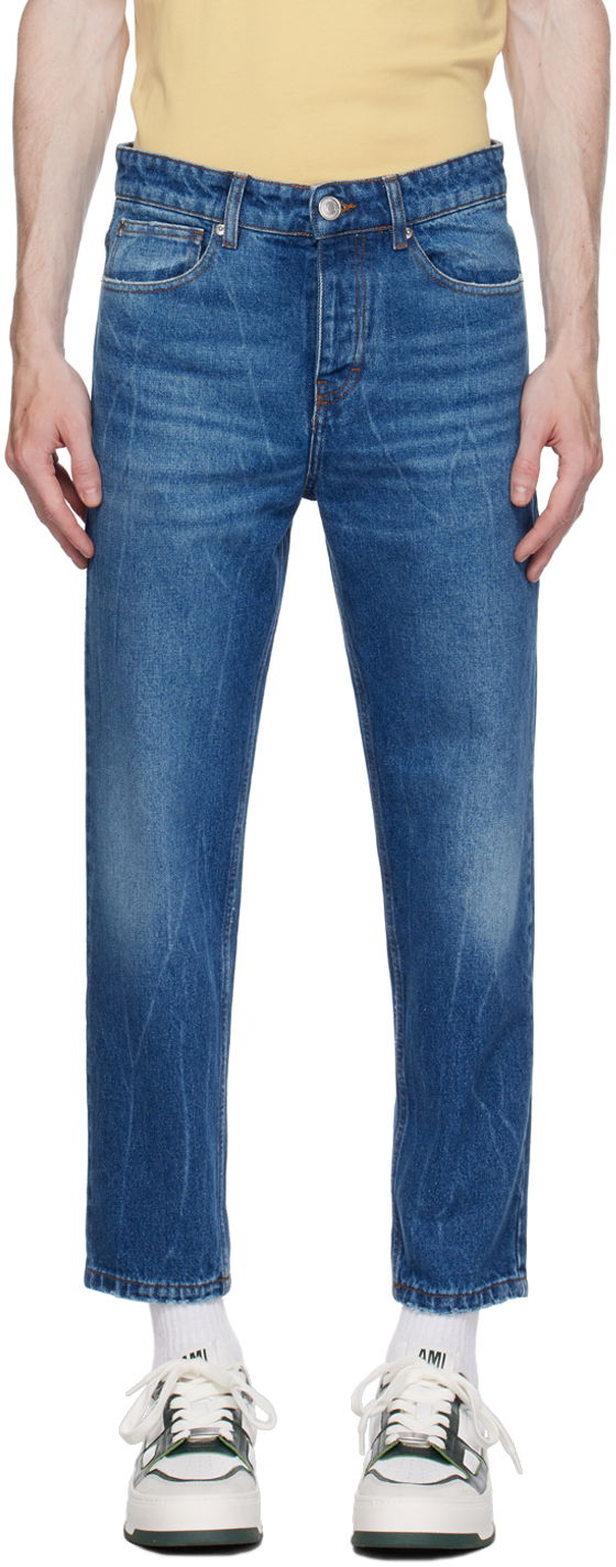 Jeans AMI Tapered Fit Jeans Mørkeblå | HTR103.DE0016, 0