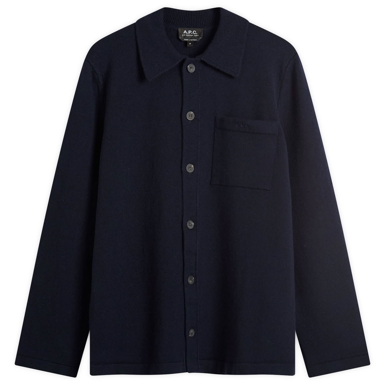 Jakke A.P.C. Men's Matti Felted Wool Shirt Jacket, Size Small Mørkeblå | WOASB-M03237-IAK, 1