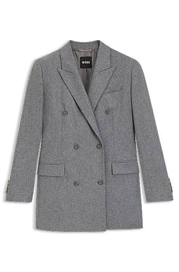 Jakke BOSS BOSS Double-Breasted Long Blazer Grå | 50548736