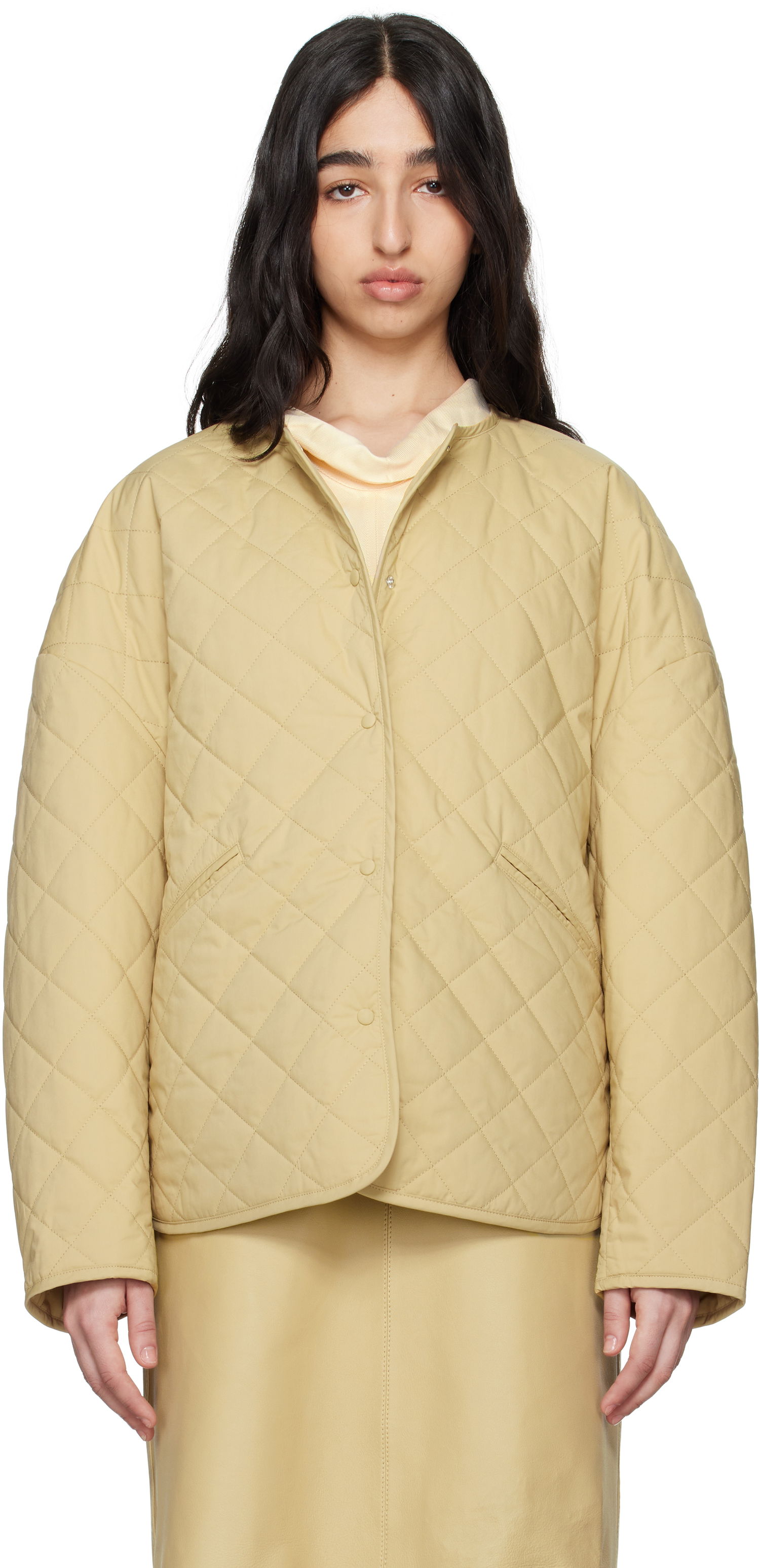 Puffer jakke TOTEME TOTEME Quilted Snap Button Jacket Beige | 242-WRO1116-FB0157, 0