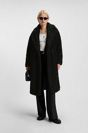 Frakker BOSS Oversized-fit coat in faux fur Sort | 50547610, 1