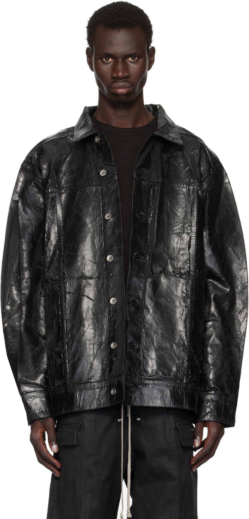 Jakke Rick Owens Jumbo Worker Denim Jacket Sort | DU02D2761 BMC