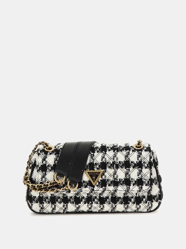 Skuldertaske GUESS Giully Tweed Crossbody Bag Hvid | HWTW8748210, 0