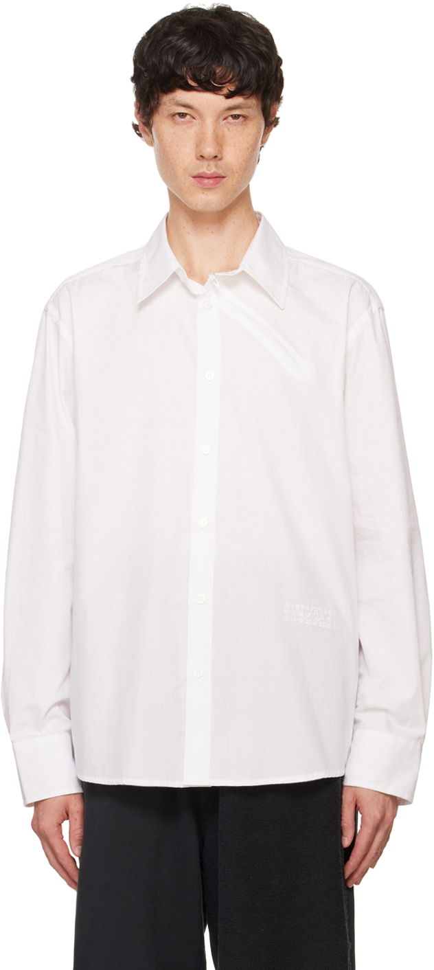 Skjorte Maison Margiela MM6 White Zipped Shirt Hvid | SH0DT0010 M35152