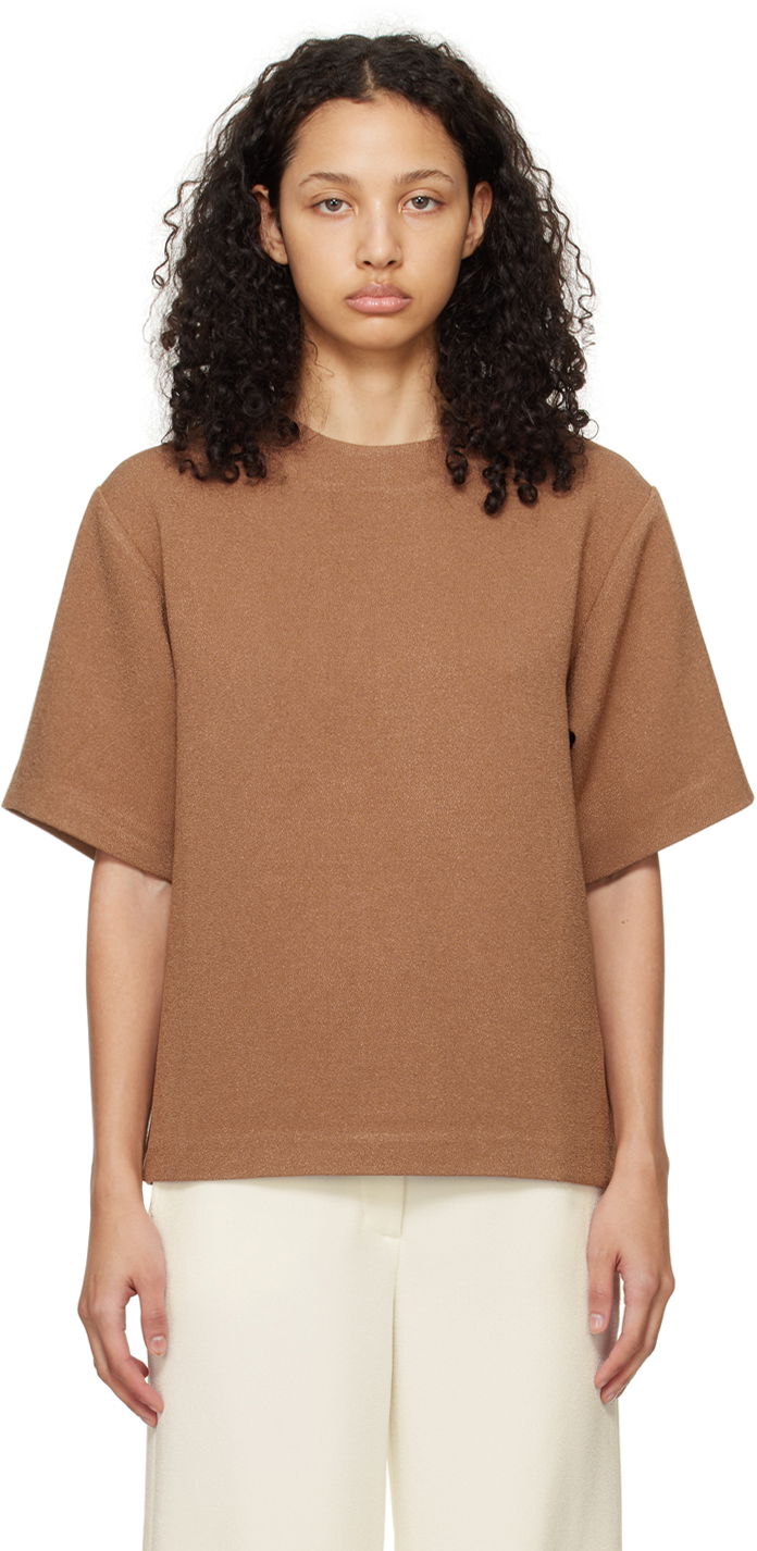 T-shirt Anine Bing Maddie Relaxed-Fit Wool-Blend T-Shirt Brun | A-07-9806-200