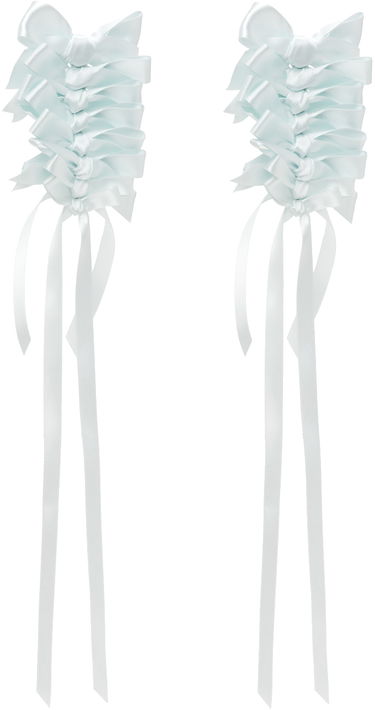 Øreringe Simone Rocha Simone Rocha Long Rosette Bow Earrings Hvid | ERG426 0916, 1