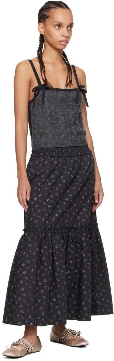 Tanktop GANNI Gray Cashmere Mix Strap Tank Top Sort | K2417, 3