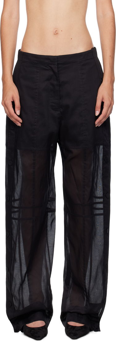 Bukser Jil Sander Jil Sander Cotton Muslin Snap Button Trousers Sort | J01KA0185_J45014, 0