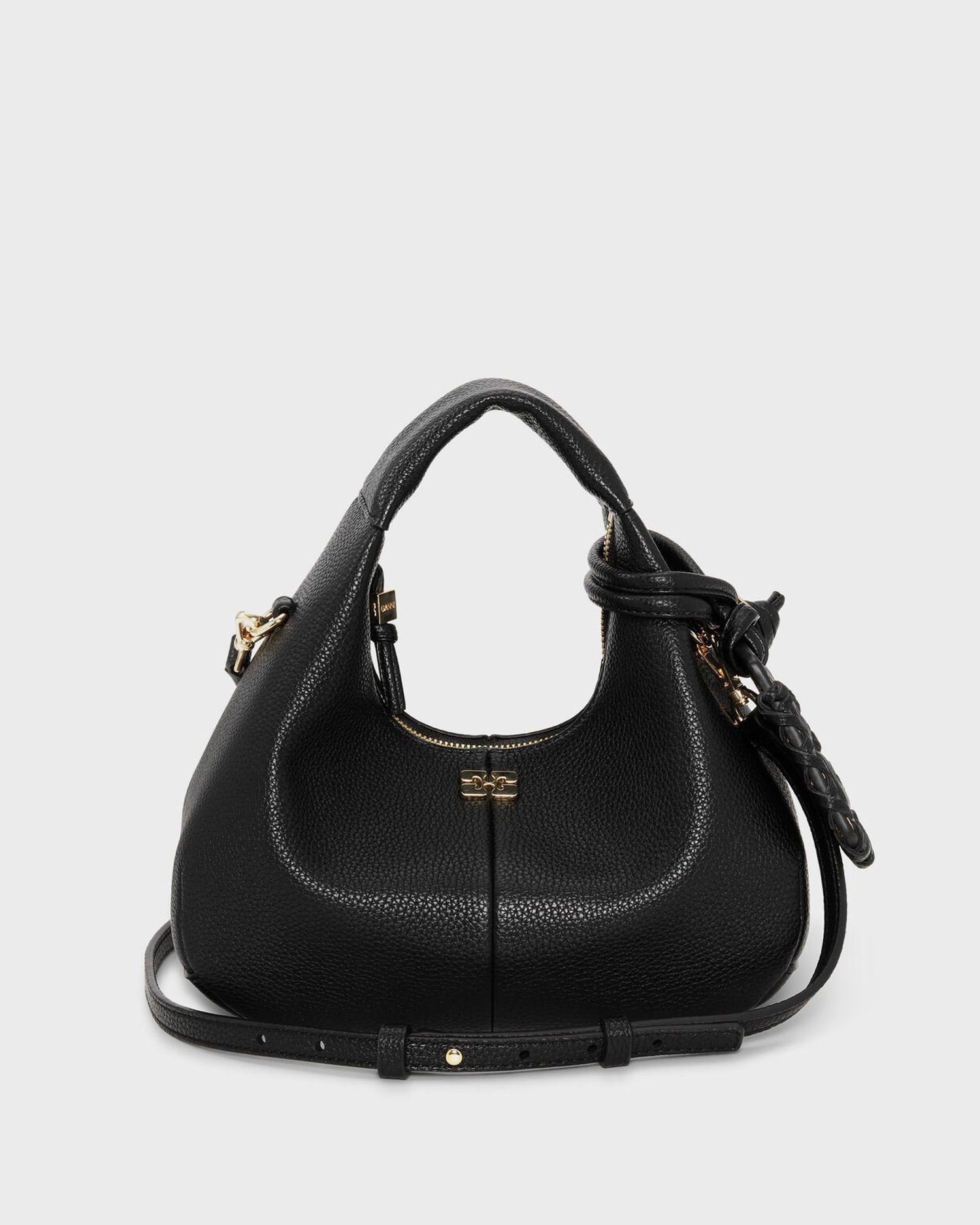 Håndtaske GANNI Grained Leather Mini Hobo Bag Sort | A6976-099, 1