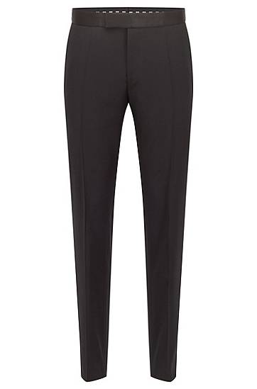 Bukser BOSS Slim-Fit Tuxedo Trousers in Virgin-Wool Serge Sort | 50469186, 0