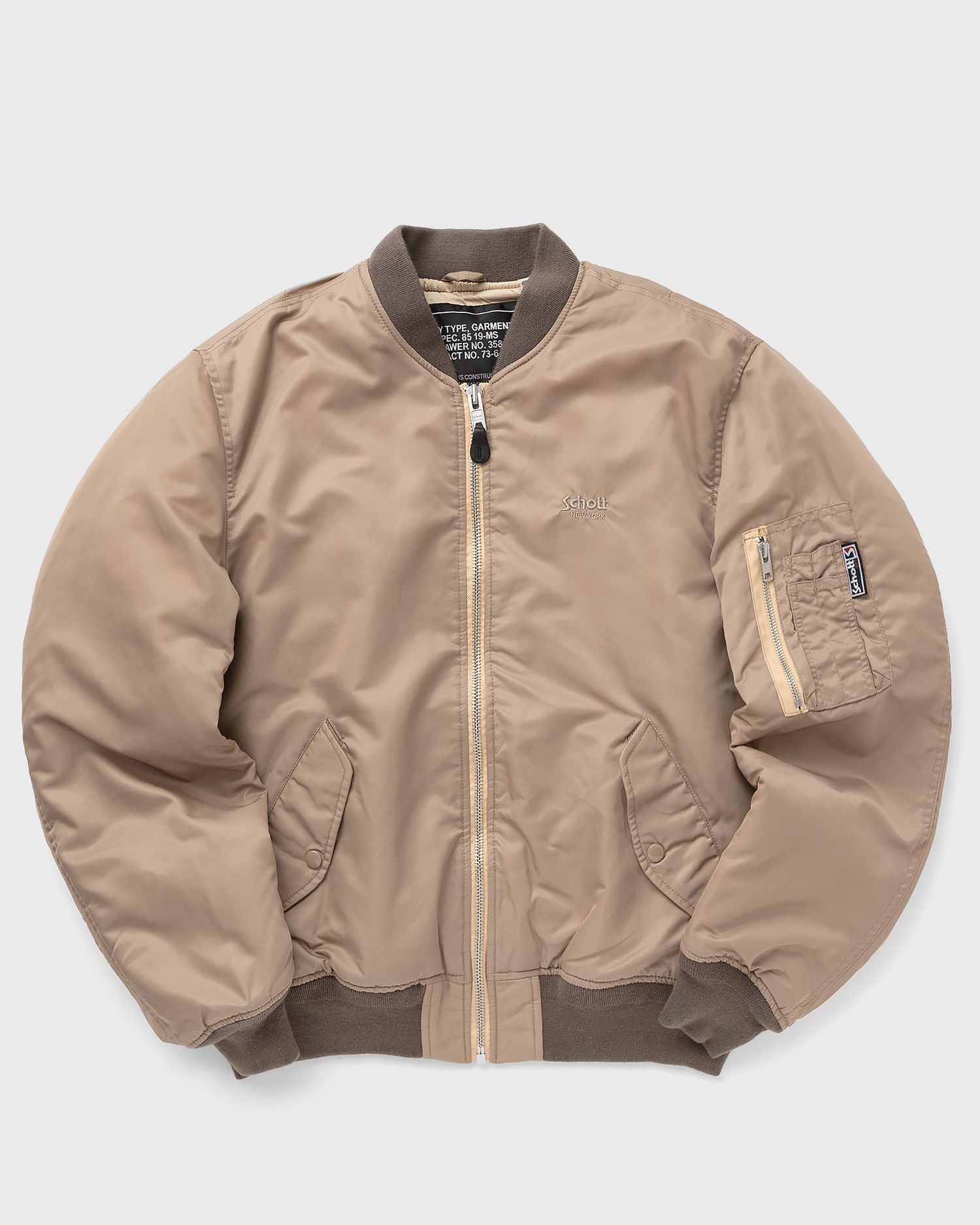 Bomberjakke Schott NYC Bomber Jacket Beige Beige | MACAMPSRS-DESERT, 0