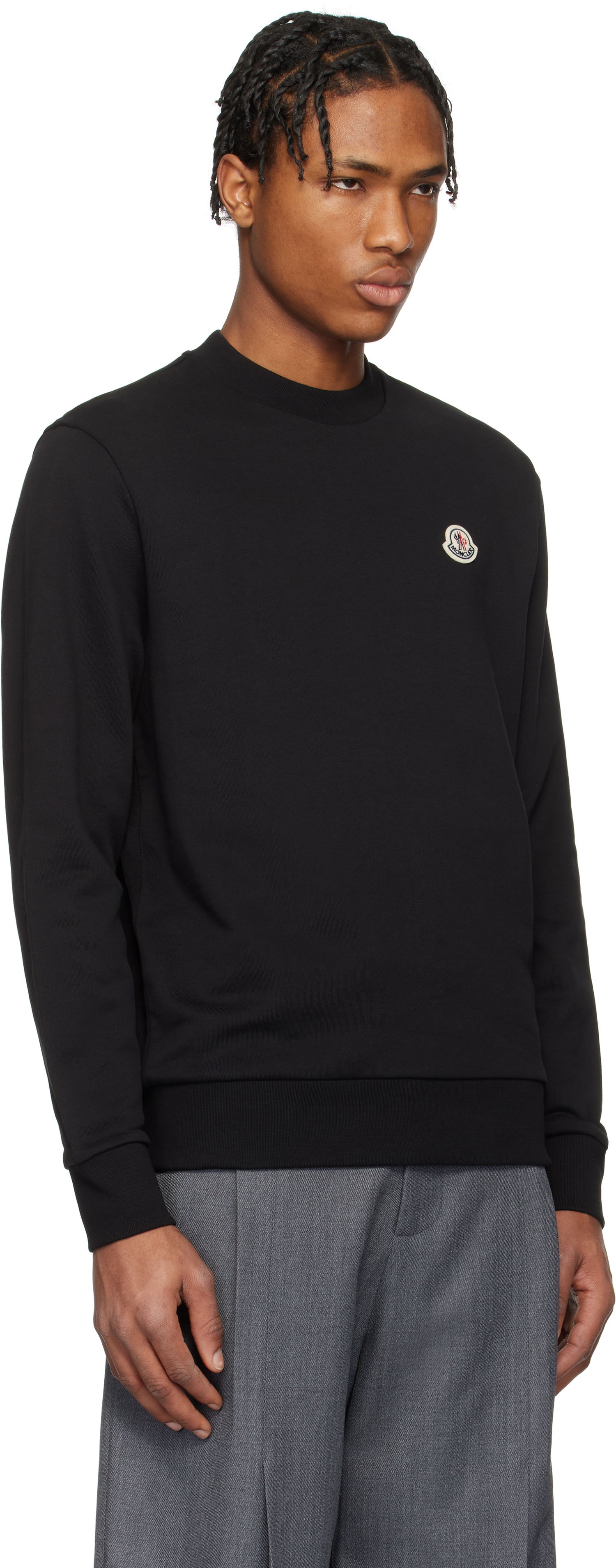 Sweater Moncler Moncler Logo Patch Cotton Sweatshirt Sort | K10918G00073809KR, 1