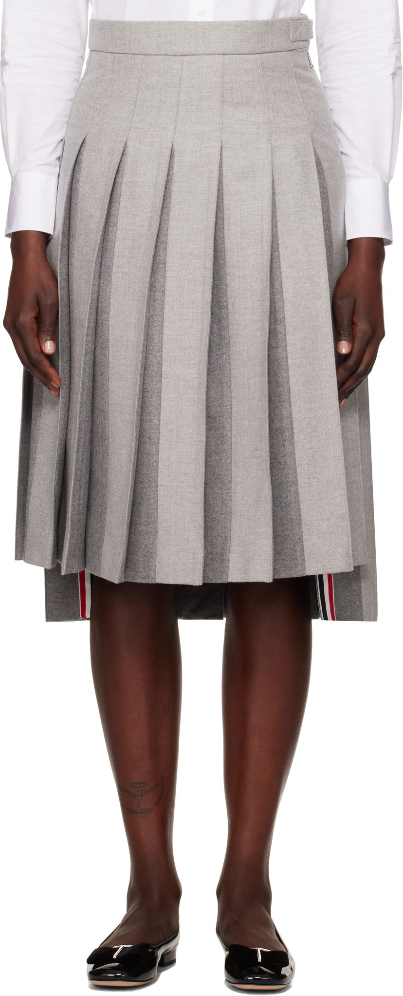 Nederdel Thom Browne Wool Flannel Pleated Midi Skirt Grå | FGC441A-F0580