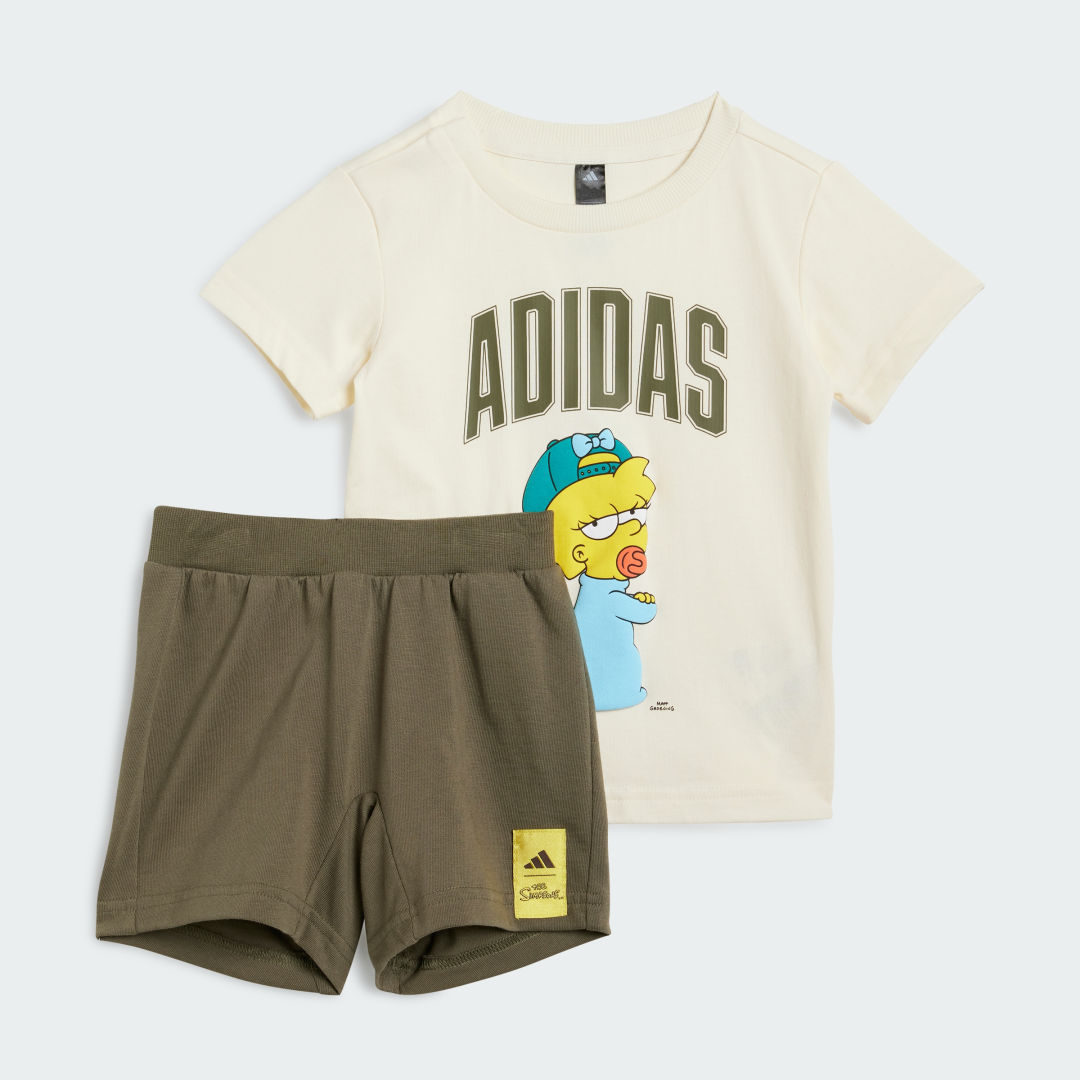 Træningsdragt adidas Performance The Simpsons Kids' Tee and Shorts Set Beige | JL9174, 0