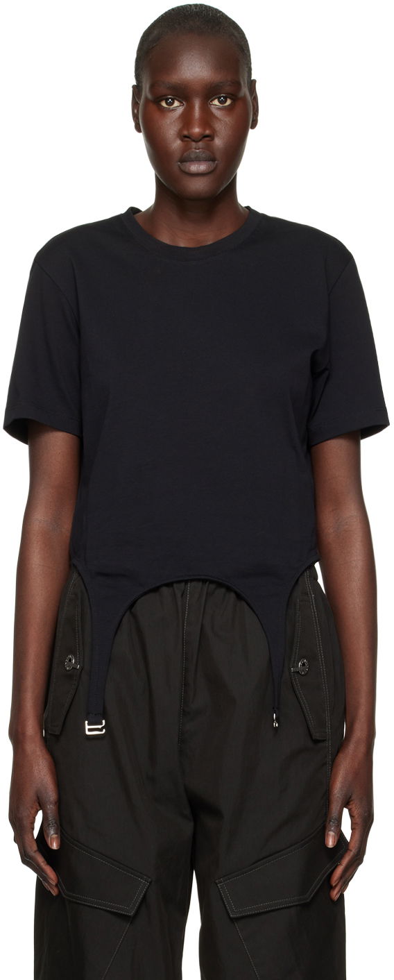 Crop top Dion Lee Garter Slim T-Shirt Sort | C3098R23