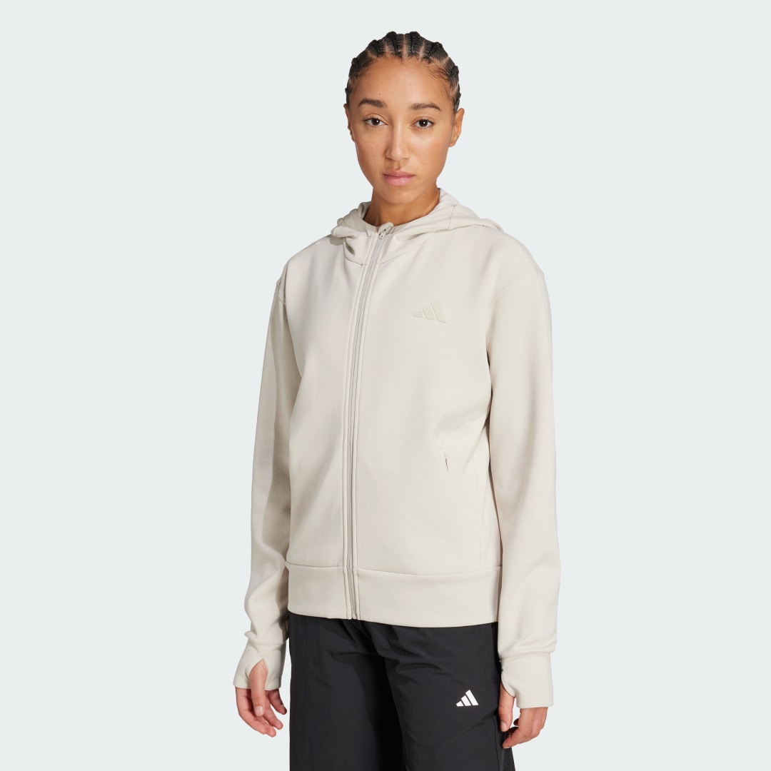 Sweatshirt adidas Performance Designed 4 Training Full-Zip Hoodie Beige | JX7318, 0