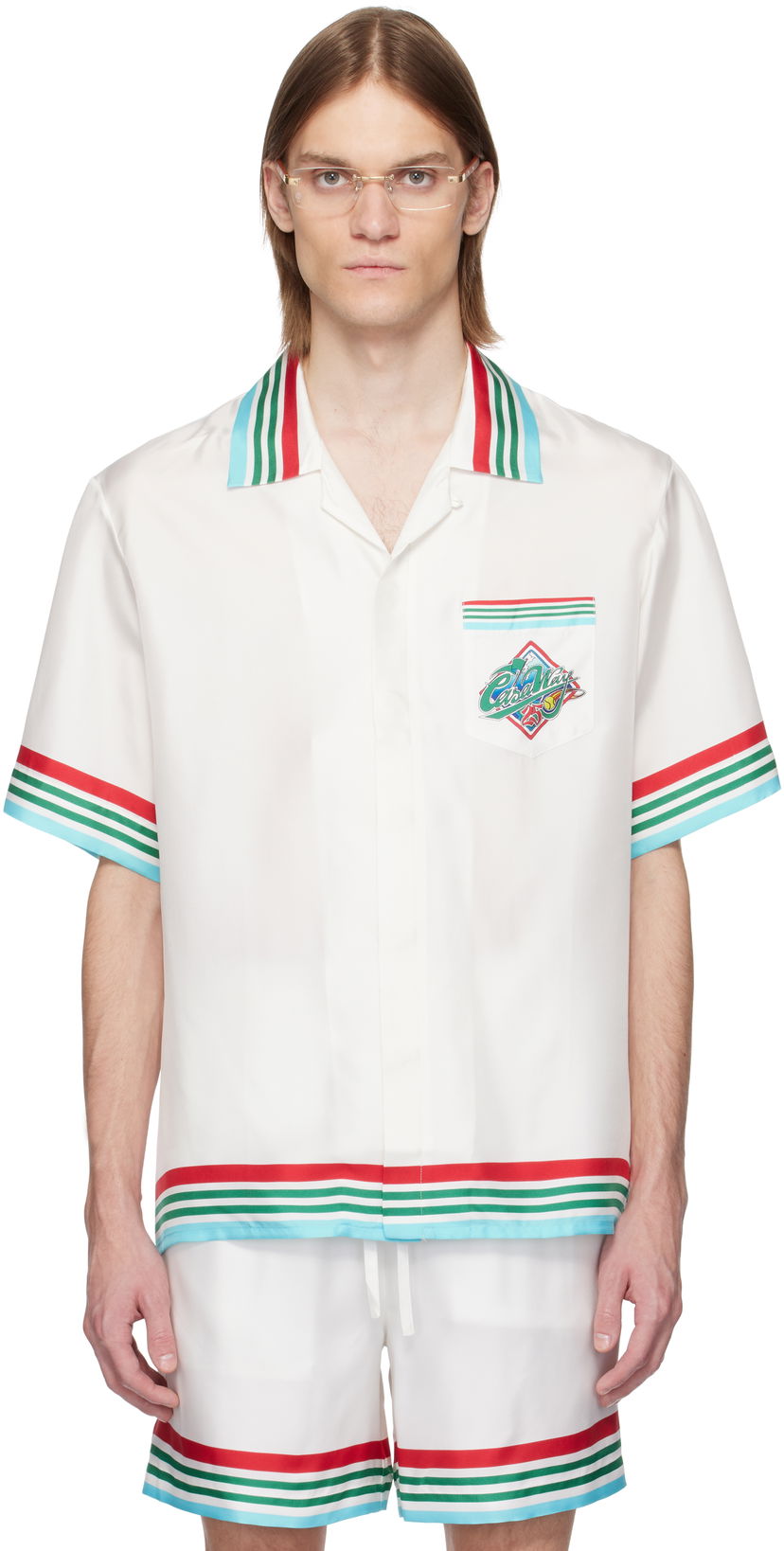 Skjorte Casablanca Casablanca 'Casa Way' Silk Resort Shirt Hvid | U-MS25-SH-003-06