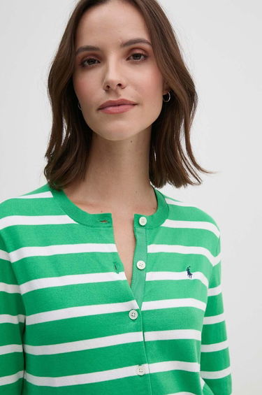 Sweater Polo by Ralph Lauren Striped Lightweight Cardigan Grøn | 211891885, 3