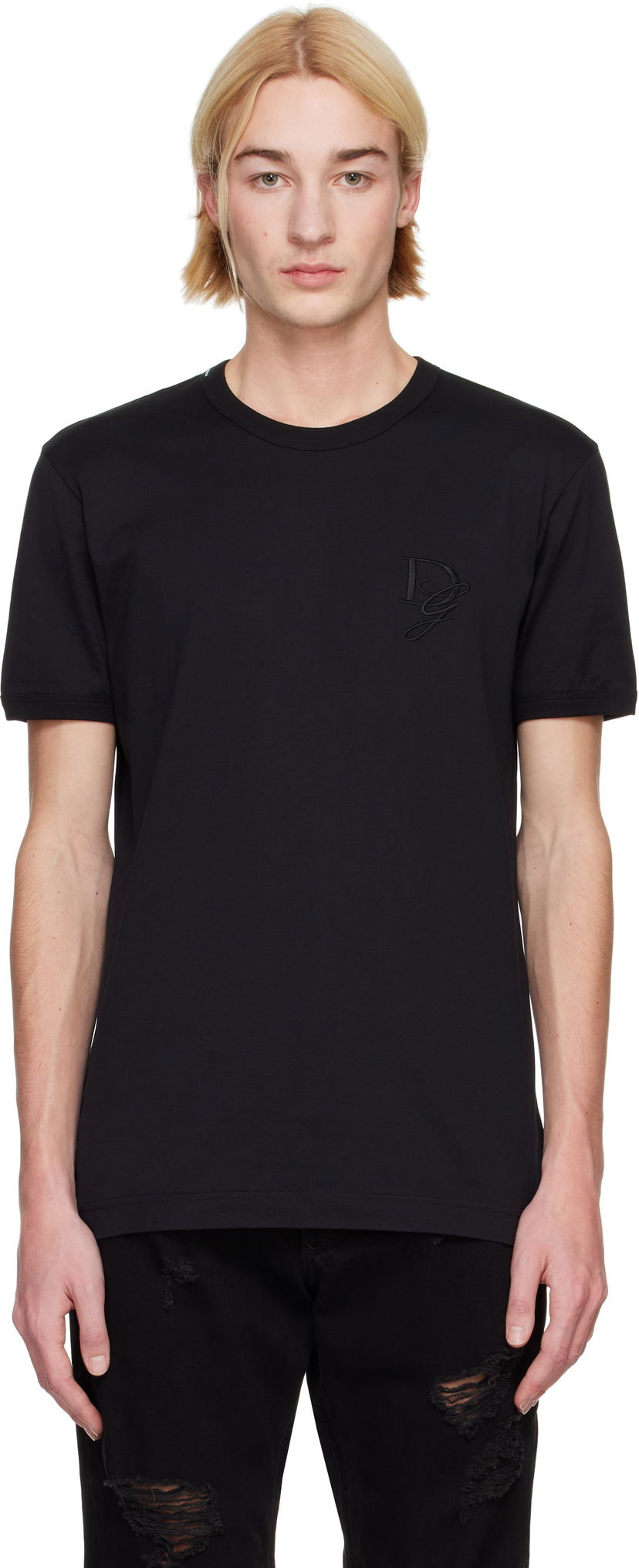 T-shirt Dolce & Gabbana Dolce&Gabbana Jersey Round Neck T-Shirt Sort | G8RN8ZG7N4Q