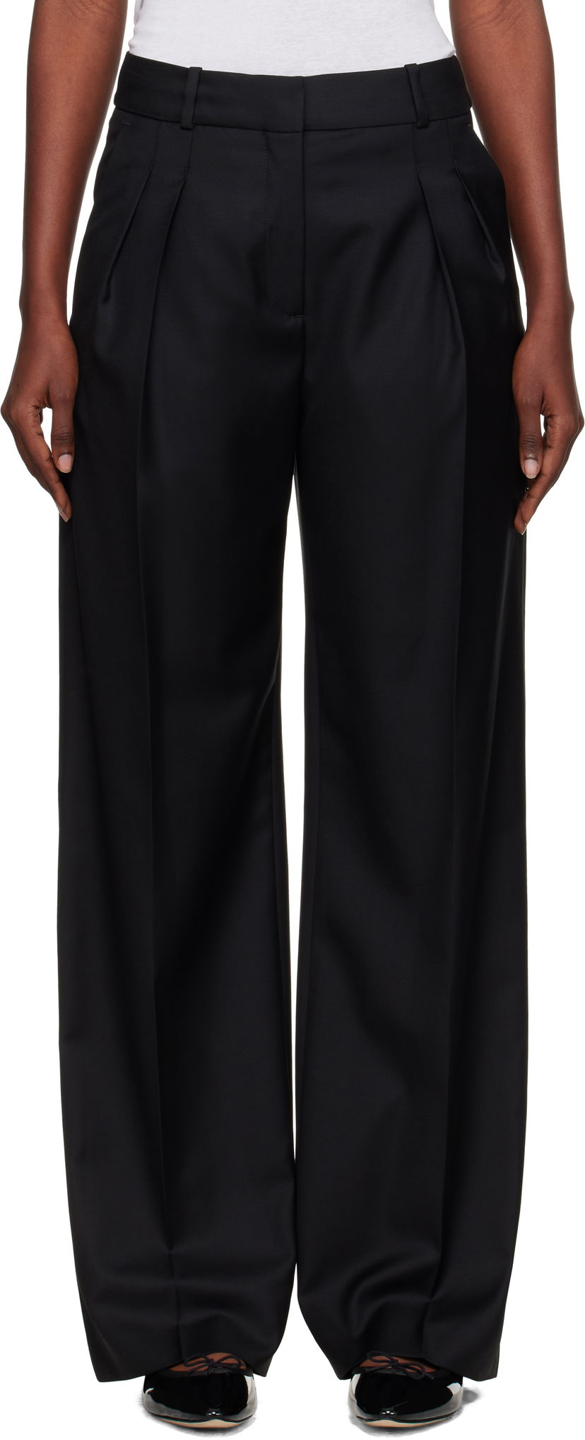 Bukser Loulou de Saison Loulou de Saison Sbiru LDS Straight Leg Trousers Sort | SBIRU LDS