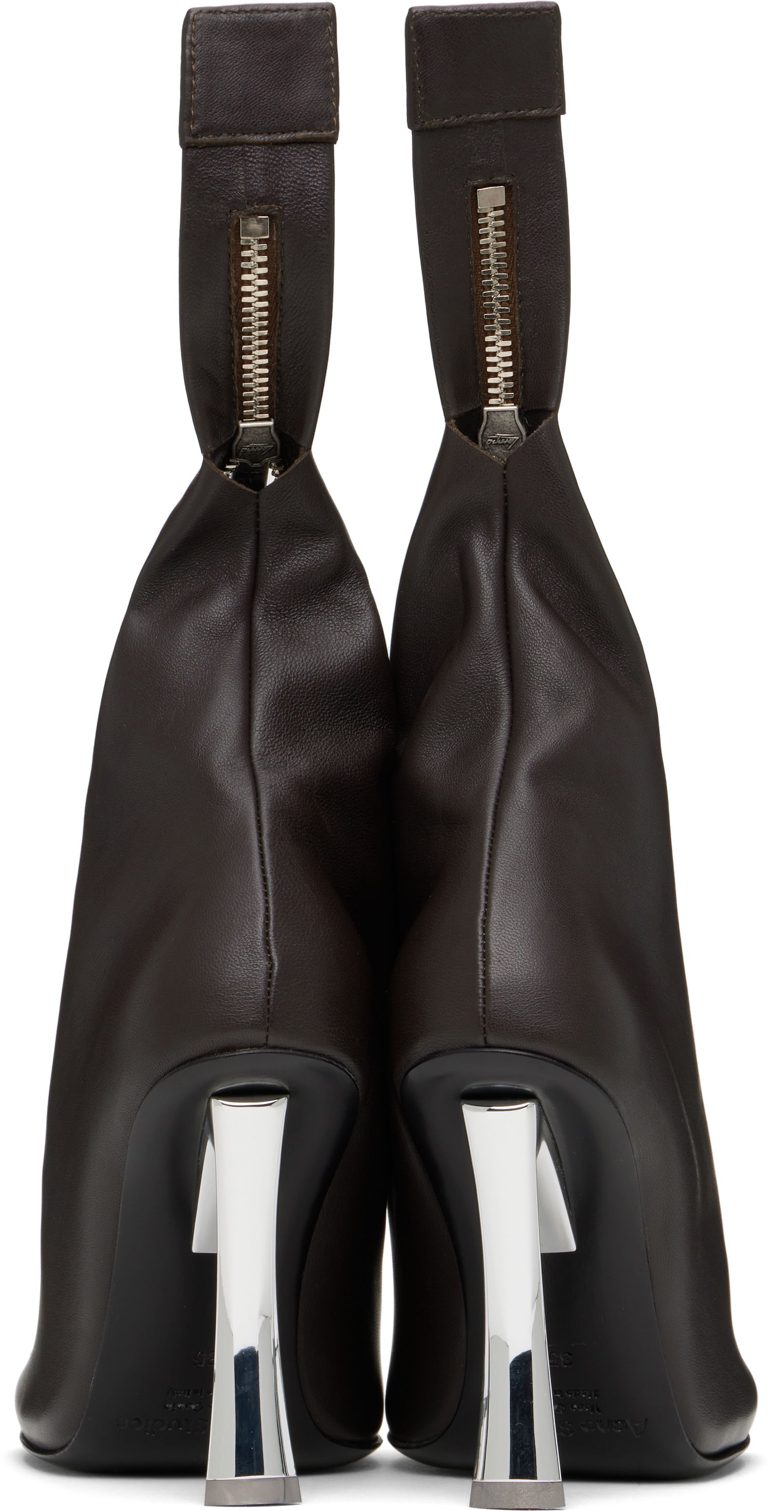 Tilbehør Acne Studios Acne Studios Leather Zip Heels Brun | AD0784-, 1
