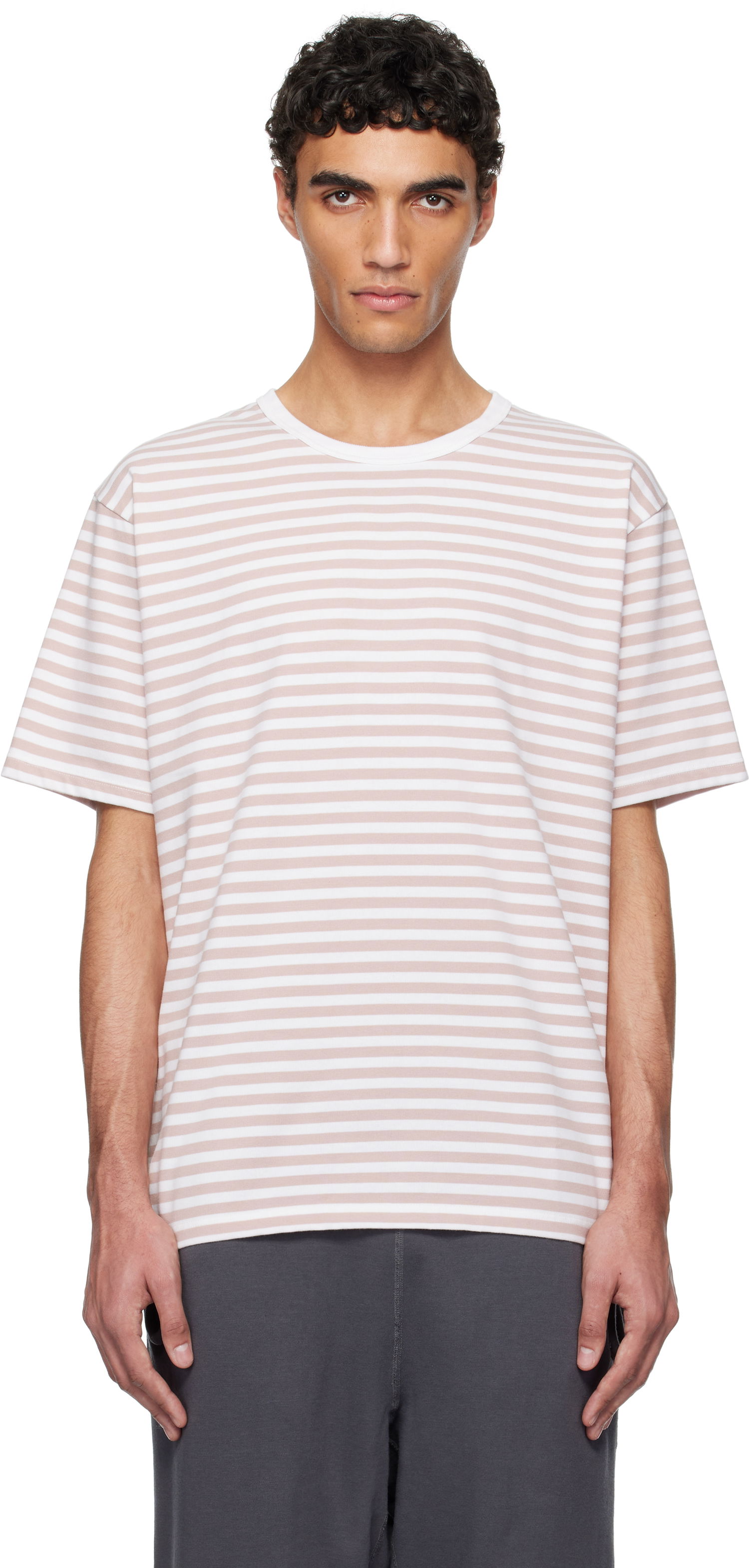 T-shirt NANAMICA nanamica Stripe Jersey T-Shirt Lyserød | S25SH120U, 0