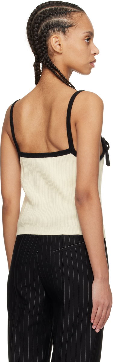 Tanktop GANNI Off-White & Black Cashmere Mix Strap Tank Top Beige | K2416, 2