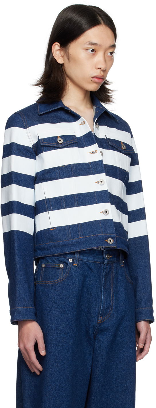 Jakke Jean Paul Gaultier Gaultier 'The Marinière' Striped Denim Jacket Mørkeblå | 24/30-F-VE071IP-D017-5501, 1