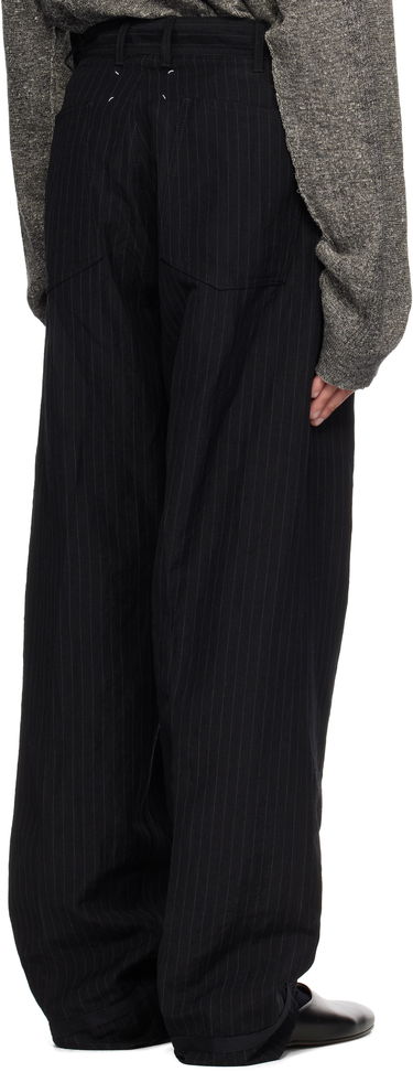 Bukser Maison Margiela Maison Margiela Pinstripe Linen & Wool Wide-Leg Trousers Sort | S50KA0678 M35447, 2