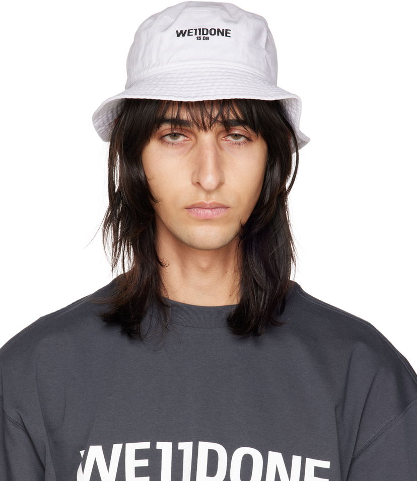 Hat We11done Logo Bucket Hat Hvid | WD-AH3-22-420-U-WH