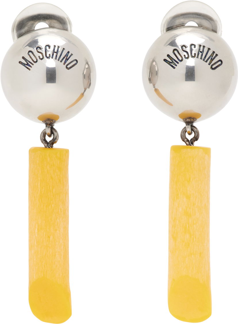 Øreringe Moschino Moschino Engraved-Logo Drop Earrings Gul | 25121911984051027