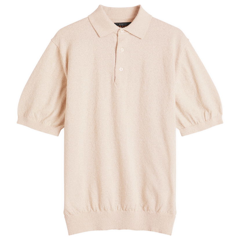Polo skjorte BEAMS Beams Plus Boucle Knit Polo Beige | 3802-0051-156-20