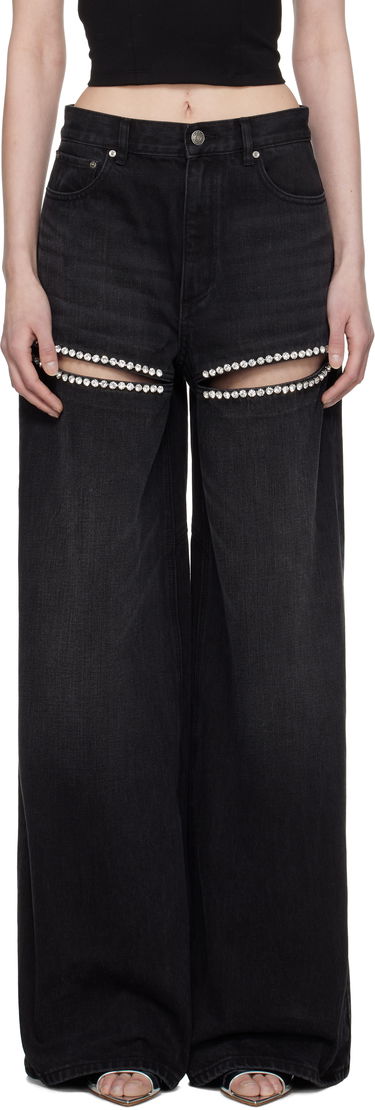 Jeans Area AREA Wide Leg Crystal Slit Jeans Sort | 0000P02333, 0