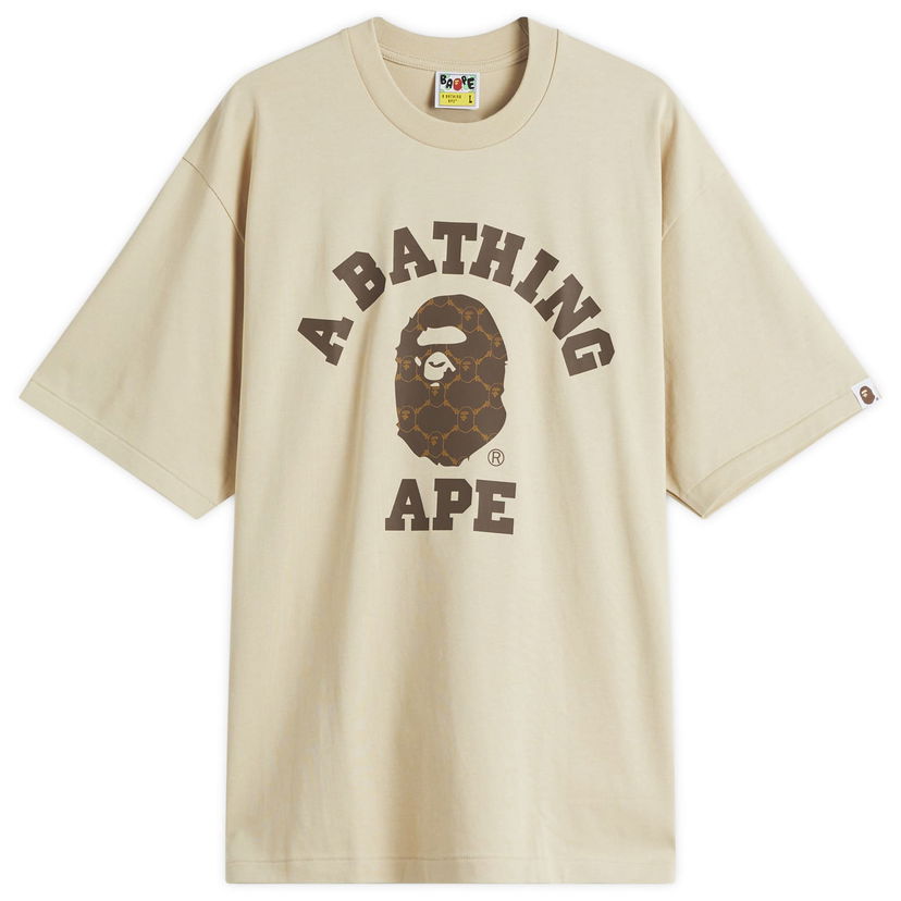 T-shirt BAPE A Bathing Ape Collegeonogram Relaxed Fit T-Shirt, Size Large Beige | 001TEL301322M-BEI