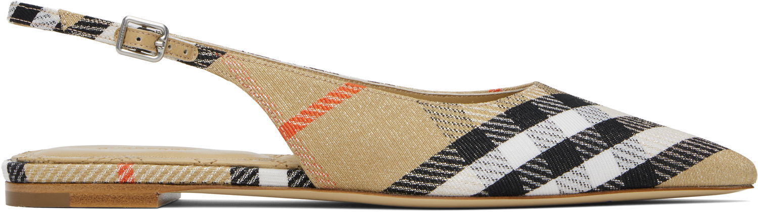 Tilbehør Burberry Burberry Birdie Check Slingback Flats Beige | 8106155, 0