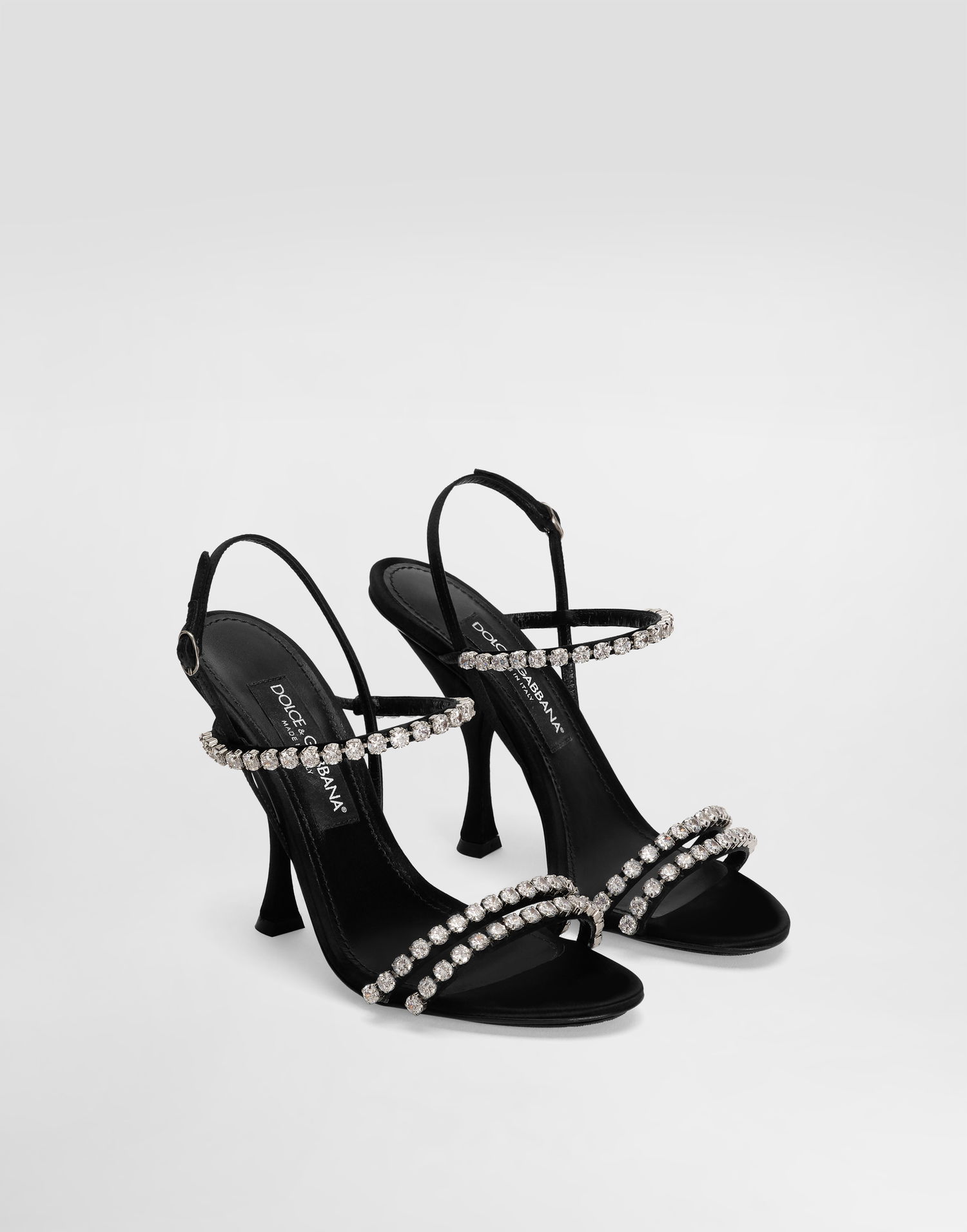 Sneakers og sko Dolce & Gabbana Dolce & Gabbana Rhinestone Chain Heeled Sandals Sort | CR1925AT3998S488, 1